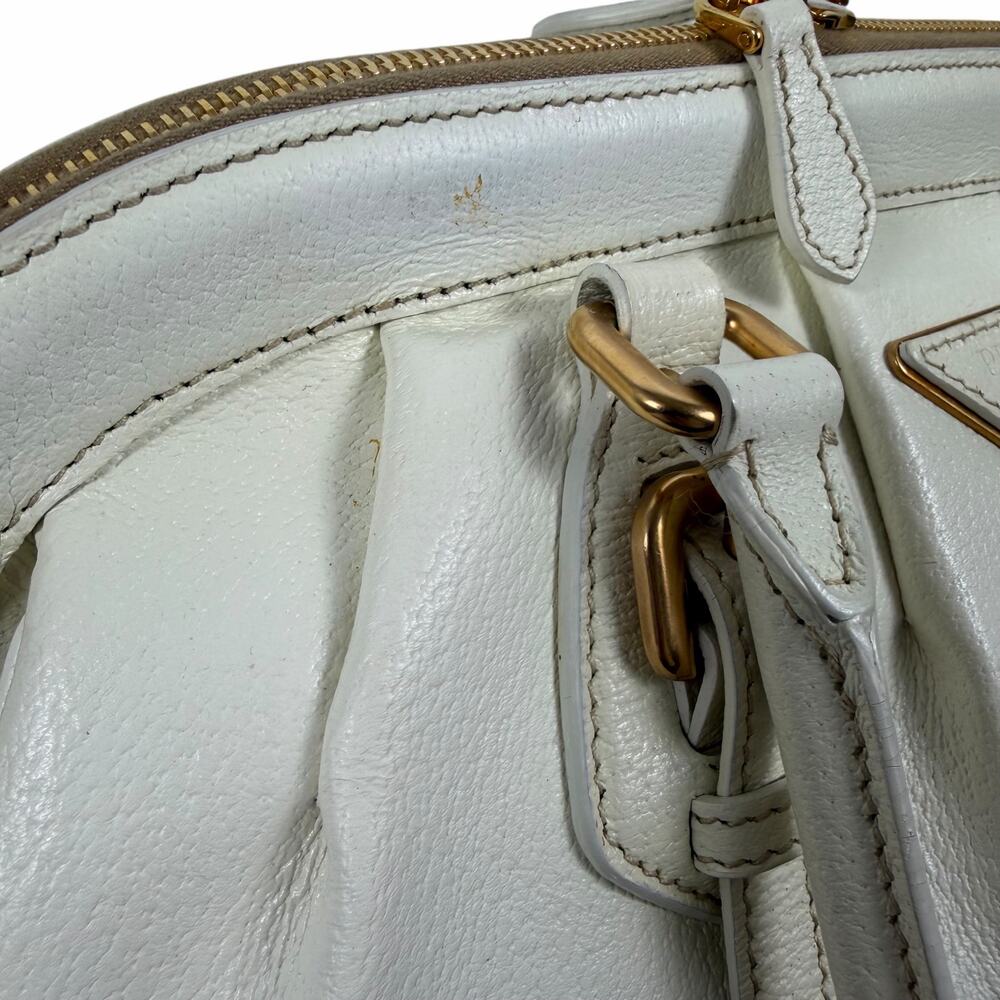 Prada Cinghiale Leather Frame Large Shoulder Bag Bianco White - Picture 13 of 16